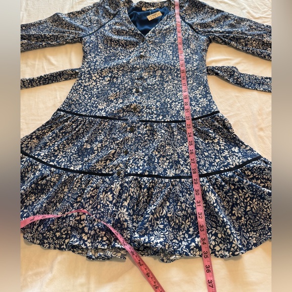 Madewell women's Tie-Waist Tiered Mini Dress in Floral Blue Ditsy 0 - Picture 16 of 16